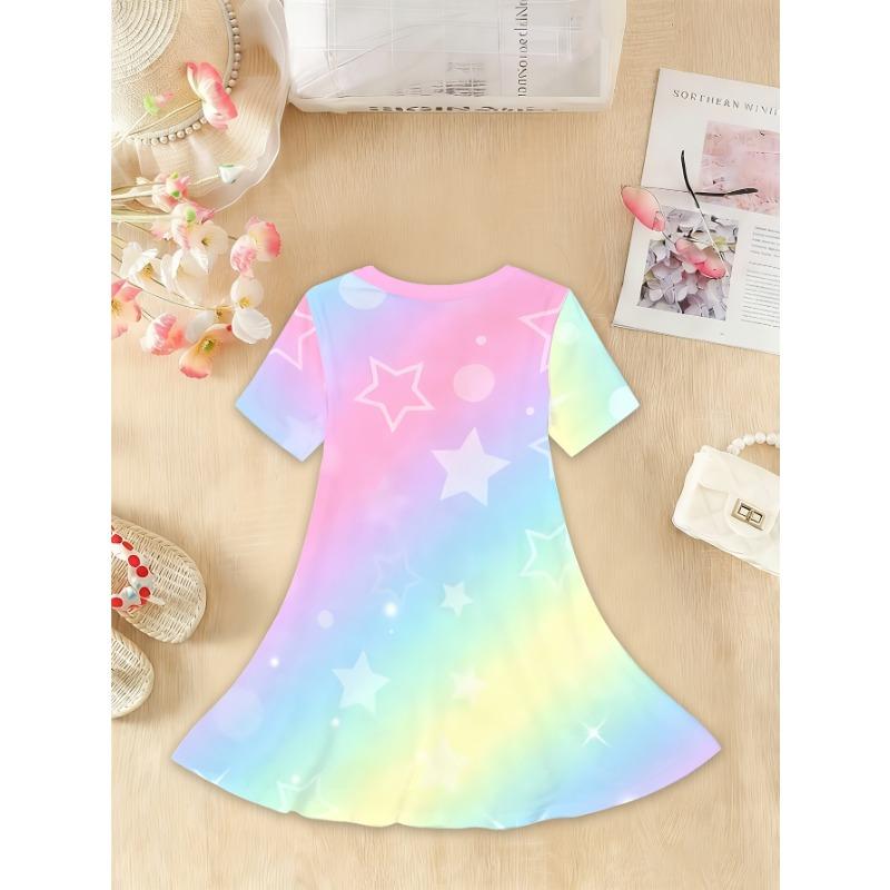 Girls' Sweet Princess Dress | Party and Everyday Wear, Lightweight Spring/Summer, Short Sleeve,