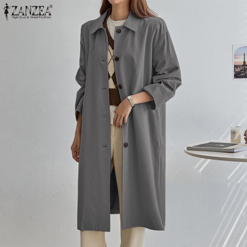 

ZANZEA Женский повседневный тонкий кардиган с длинным рукавом, длинная куртка, пальто