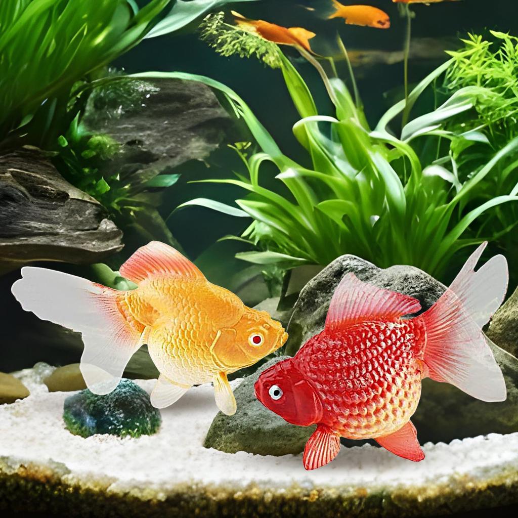 2 Stück Goldfisch-Attrappen Künstliche Aquarium-Fische aus Kunststoff Modell Realistisch Bewegliche Fische Schwimmende Fischbehälter-Dekoration für Aquarien