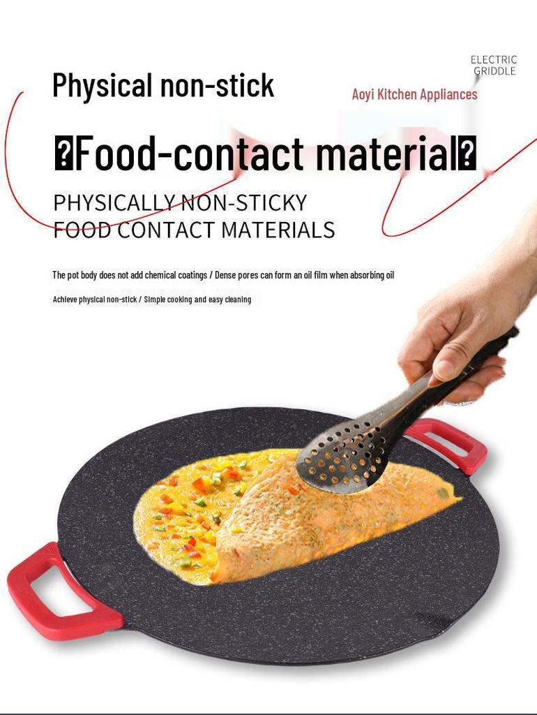 German Electric Multifunctional Griddle: Non-Stick Maifan Stone Pan for Indoor BBQ, Grilling, Frying, and Roasting