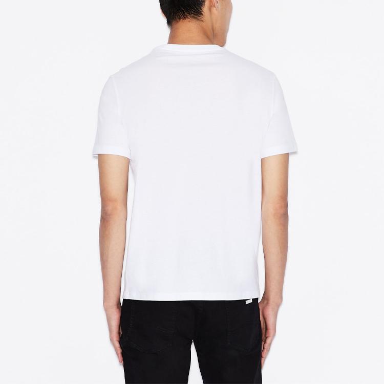 Armani Exchange Letter Print Crew Neck Short Sleeve T-Shirt Men tops White 8NZTCJ-Z8H4Z-1100