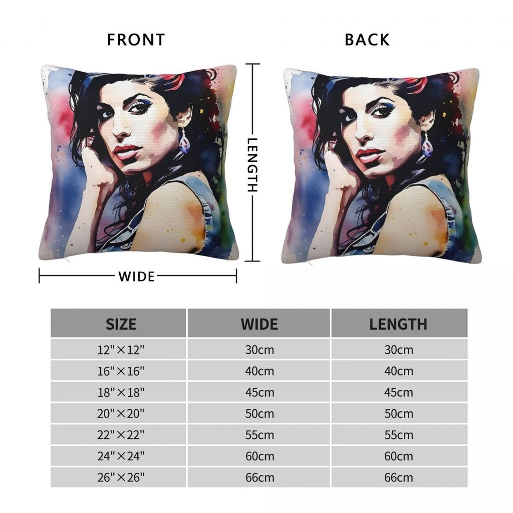 Amy Winehouse Sänger Quadratisches Kissenbezug Polyester Leinen Samt Muster Reißverschluss Dekorative Kissenhülle Auto Kissenbezug 18"