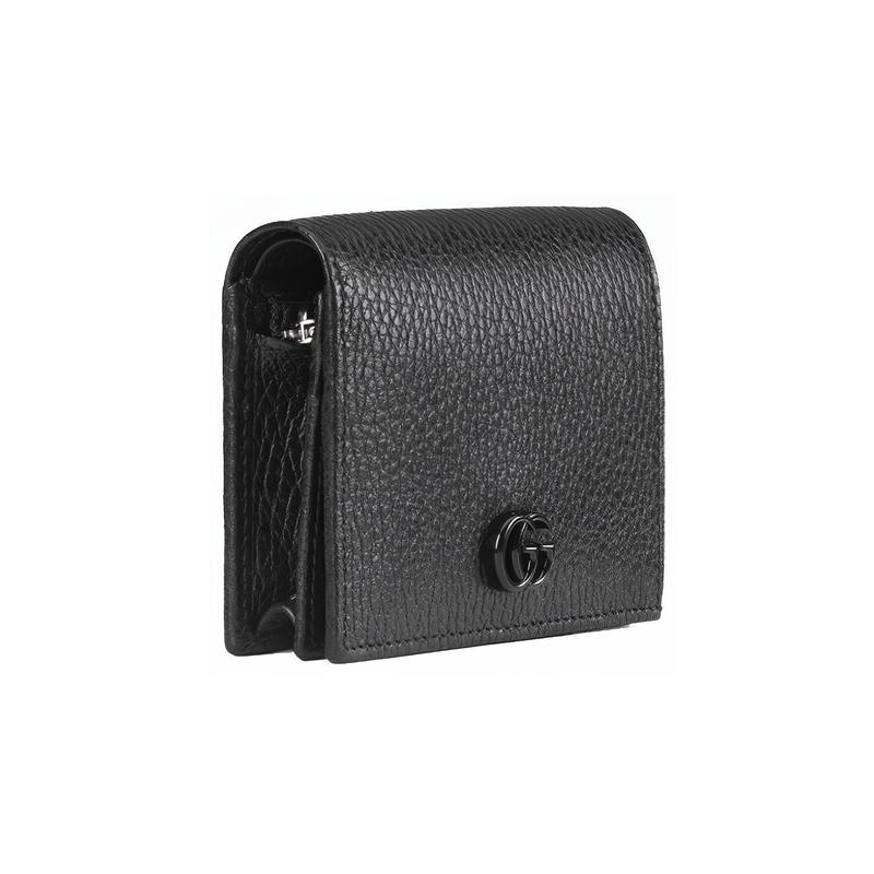 Gucci GG Marmont Marmont Logo bi-fold flap leather card holder wallet women's black