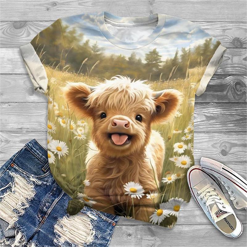 Fashion Animal Cow 3d Print T-shirt Women Fashion Short Sleeve Tshirt Girls Kawaii T Shirt Clothes Female 2000s Y2k Tops