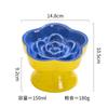 Creative Ceramic Drinking Water Food Tall footed Pet Bowls Anti Overturning Neck Protection Slow Food Anti Choking Cat Bowl, 1Pc