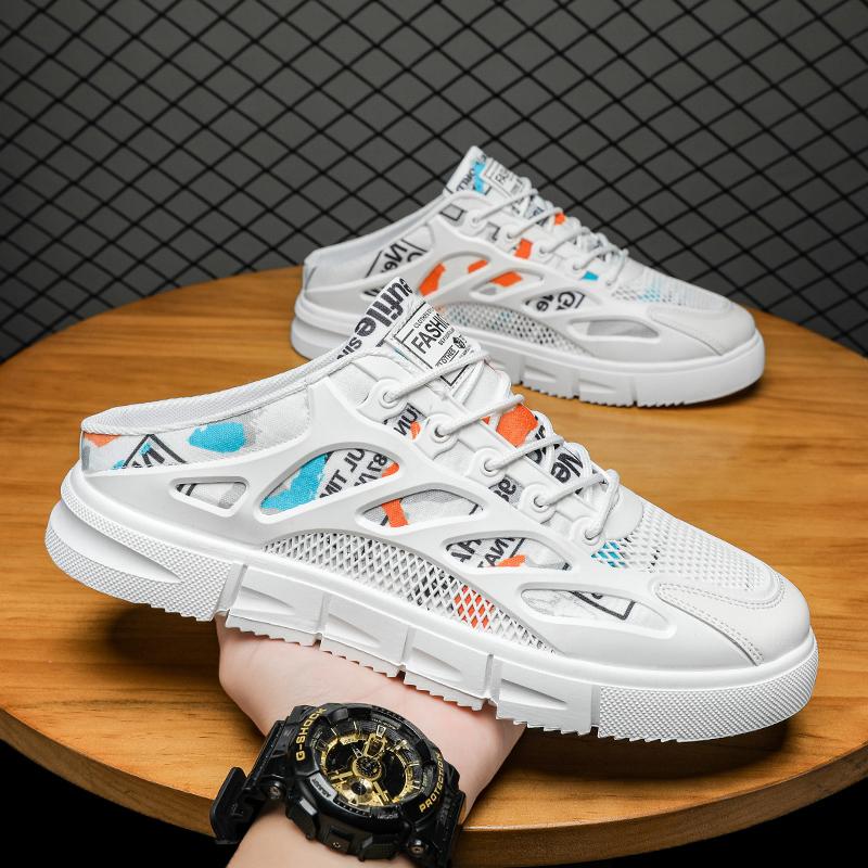 

Мужские сетчатые полуботинки, мюли, лоферы, тапочки на шнуровке, кеды, летние туфли на плоской подошве, мужские шлепанцы, сандалии, полузакрытые мужские повседневные туфли 39