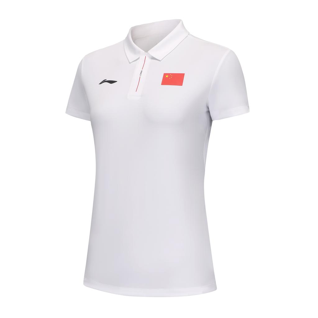 Li Ning Glory National Flag Print Simple Polo Shirt Women Tops APLUA98-2