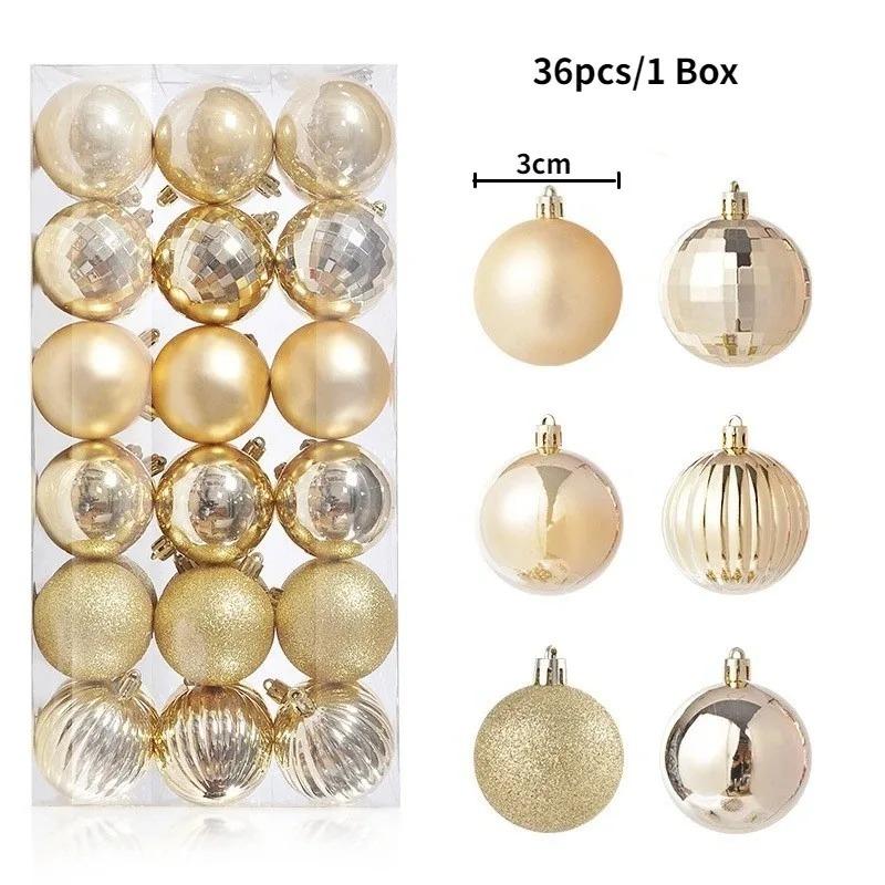 24Pcs 3cm Christmas Balls Christmas Tree Decoration Xmas Hanging Tree Pendants Home Party Christmas Tree Decor New Year Gifts