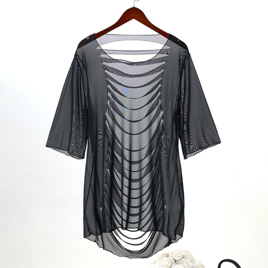 European & American Plus Size Slimming Beachwear: Women's Sexy Hollowed-out Sun Protection Cover-up.