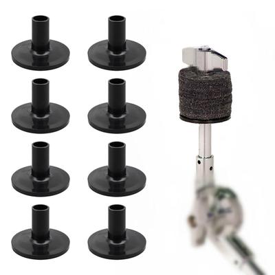 8 pezzi/set manicotti lunghi per piatti in plastica con base flangiata per batteria, strumenti a percussione, parti, accessori, nero