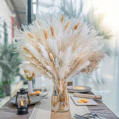 95Pcs Dried Fall Pampas Natural Dried Pampas Grass Bouquet for Home Decor Vase Filler Fluffy for Table Decor Wedding Decor Rustic Decor