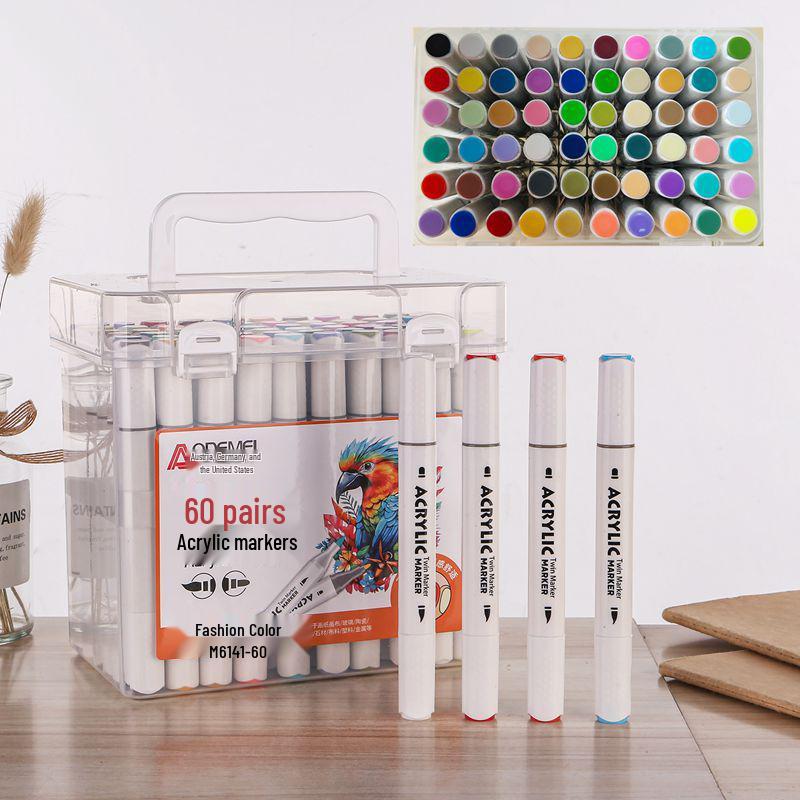 60 Double-Ended Acrylic Markers - Student and Children's DIY Art Set
