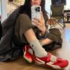 Cowhide version~ retro niche inner height increase red Mary Jane shoes women's leather casual sports shoes ballet shoes