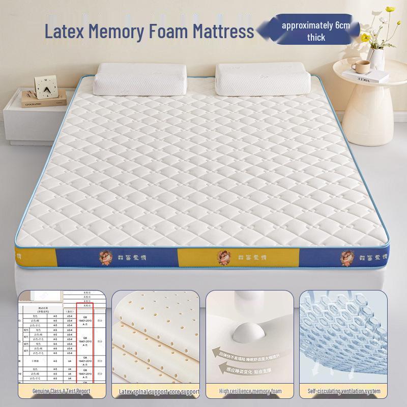 High Resilience Memory Foam Latex Mattress - Double Soft, Thickened for Dorm or Home Use.