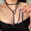Design Best-Selling Heart O-Ring PU Leather Collar Necklace, Love Pendant Adjusting Clavicle Chain