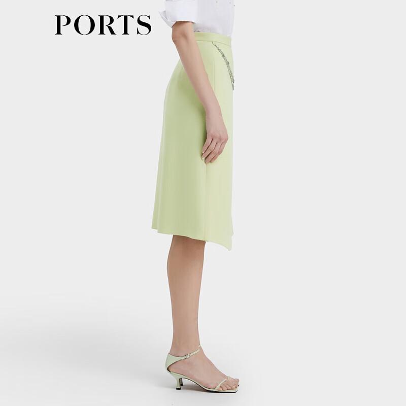PORTS Women's Layered A-Line Midi Skirt with Waist Chain