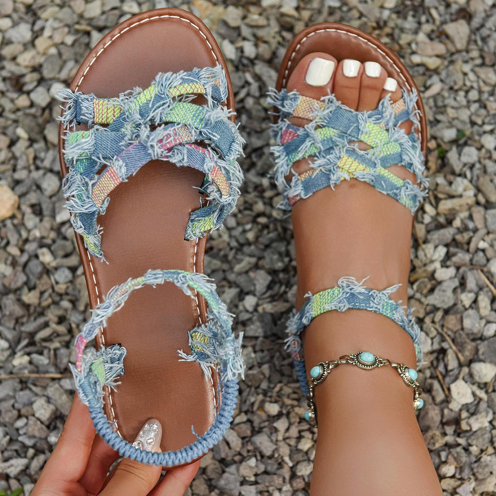 Fashion Women Sandals 2025 New Trend Flat Sandals Femme Summer Sexy Comfortable Shoes for Woman Lightweight Outdoor Beach Shoes Female