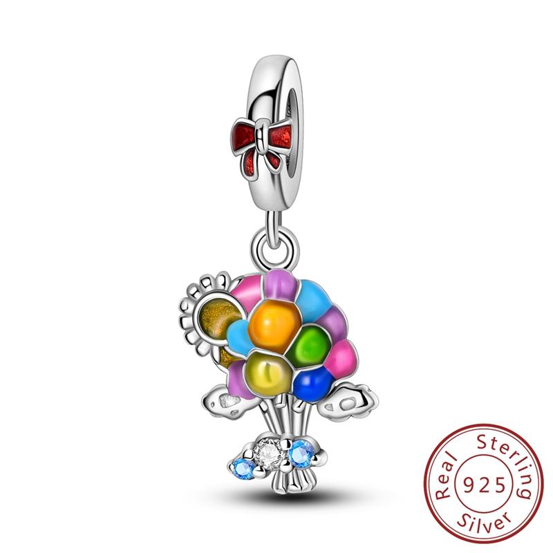 Real Copper Charms Luminous Firefly Butterfly Sunflower Pink Beads Fit Original Bracelet Women Birthday Diy Jewelry