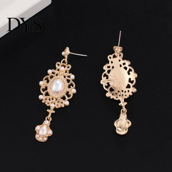 Pendant Earrings 1 Pair Dangle Royal Court Design Faux Pearl Geometric Pattern Classical Temperament Dress Up Ornamental Retro Baroque Stud