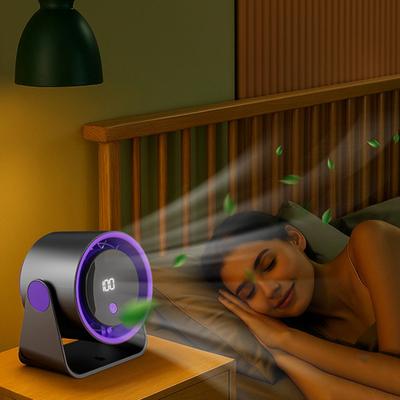 Draagbare Turbo Bureauventilator 100-Snelheden Instelbare Tafelventilator met LED-Display USB Oplaadbaar Kleine Ventilator voor Kantoor Slaapkamer Studentenkamer