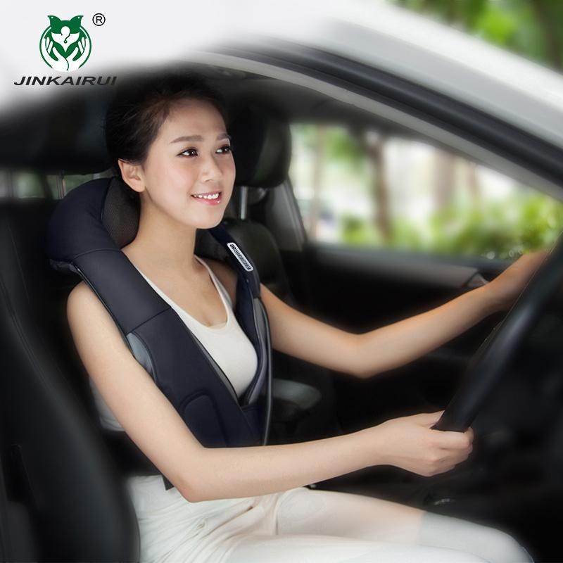 JinKaiRui Wireless Electric Shiatsu Back Neck Shoulder Body Jade Massage Infrared Heating Kneading Massager Pillow Pain Relief