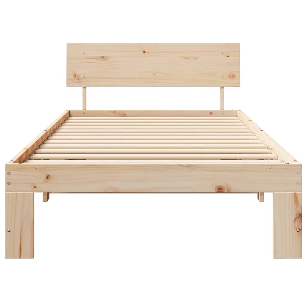 Natural Pine Wood Bed Frame with Headboard 75 X 190 Cm