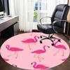 1pc Flamingo Pattern Chair Carpet for Office, Round Polyester Mat, Indoor Decor for Office, Easycare Fabric, Washable Non-slip Area Carpet