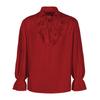 Medieval Long Sleeve Ruffled Puff Sleeve Top with Turn-Down Collar - Vintage Solid Color COS Costume Shirt