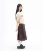 Ames Worldwide Check Pleats Midi Skirt Brown