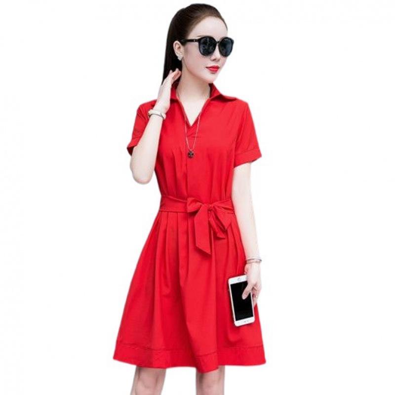 2024 Women's Summer Slimming Dress - Stylish, Belly-Concealing with Skirt Collar