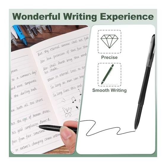 PATIKIL 12 Pcs Gel Pens, 0.5mm Medium Point, Smooth Black Ink Rollerball Pens for Home, Office, Writing, Notes, Journaling, Business - Style 9