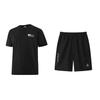Peak Düz Renk Hızlı Kuruyan Bol Kesim Bisiklet Yaka Kısa Kollu Tişört ve Orta Bel Beş Nokta Pantolon Fitness Seti Unisex Setler Siyah FR6232011+YS01308CH