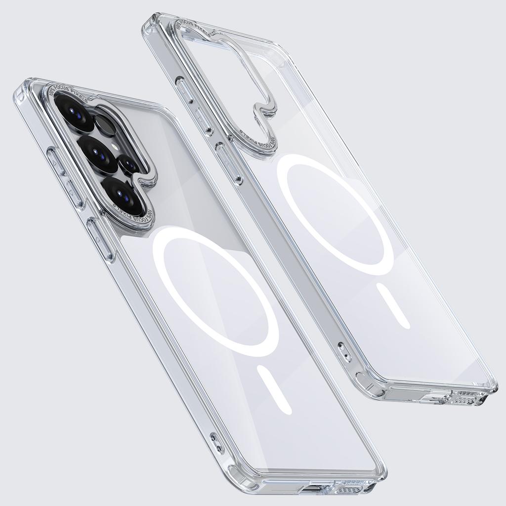 For Magsafe Wireless Charge Phone Case for Samsung Galaxy S26 Plus S25 FE S24 S23 S22 S26 Ultra Magnetic Acrylic Clear Cover