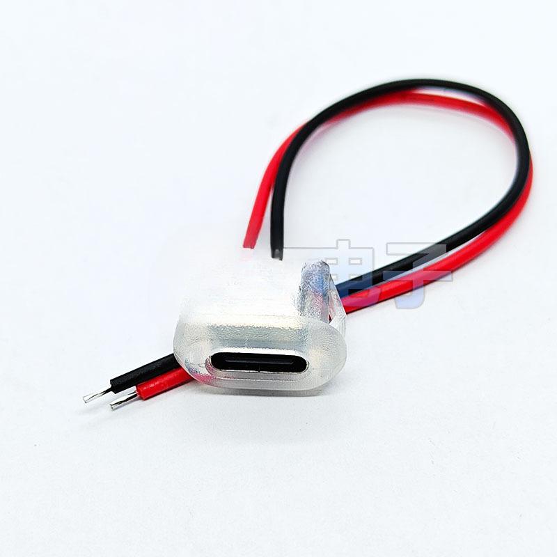 Type-C2P Transparent Green LED Desk Lamp with Oval USB-C Charging Port