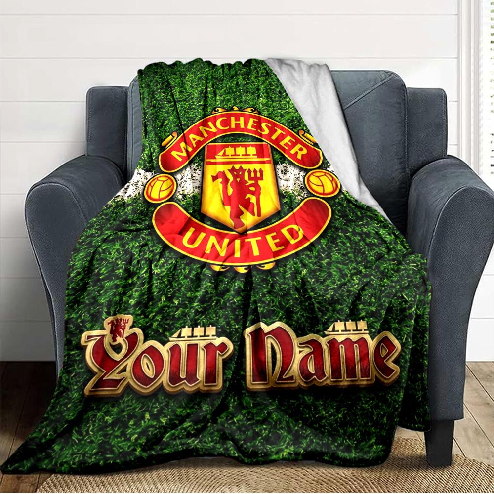 Name Custom Manchester United Fc Print Flannel Blanket High Quality Warm Comfortable Cover for All Seasons Perfect for Gifts Home Decor