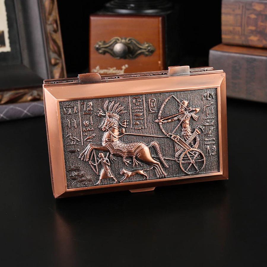 Egyptian square retro jewelry box necklace ring stud earrings storage anti-gray flip storage box household ornament storage