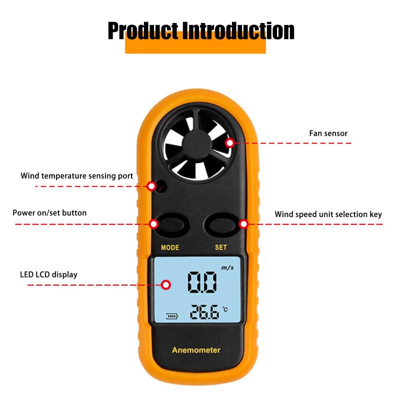 Air Wind Speed Scale Accurately Measure Wind Speed & Temperature Digital Anemometer Pocket Smart Anemometer
