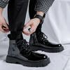 Fashion Men's Black Biker Boots 2024Hot Sale British  Designer Luxury Shoes Men Fashion Casual  Lace-up Boots Thick Sole High Top Shoes