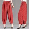 Damen locker elastischer Bund Polka Dot Freizeit Hose Leicht Atmungsaktiv Haremshose