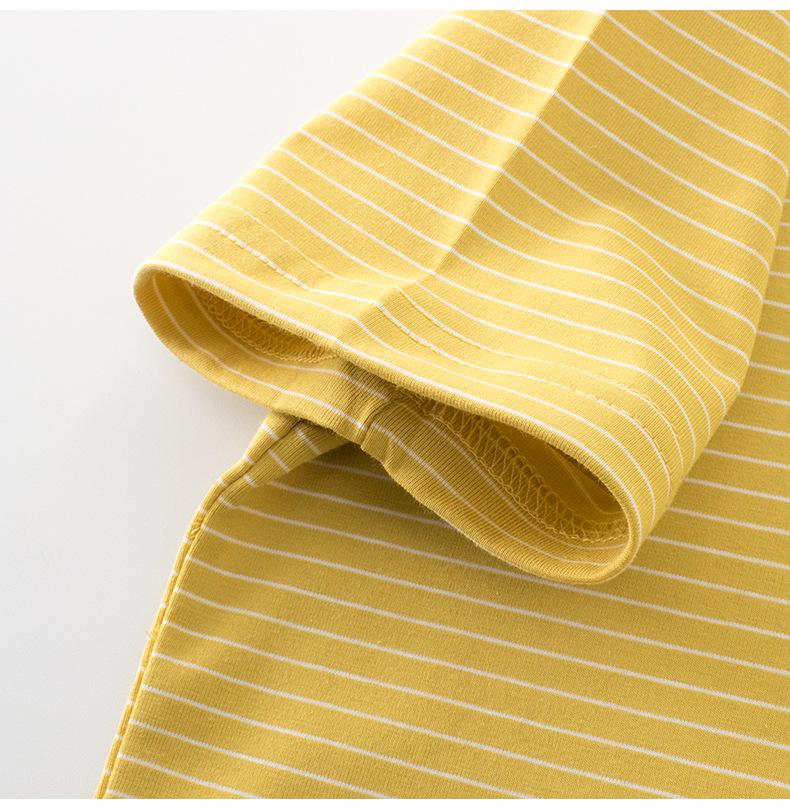 2026 Summer Boys' Korean Style Striped Lycra Cotton Round Neck T-shirt
