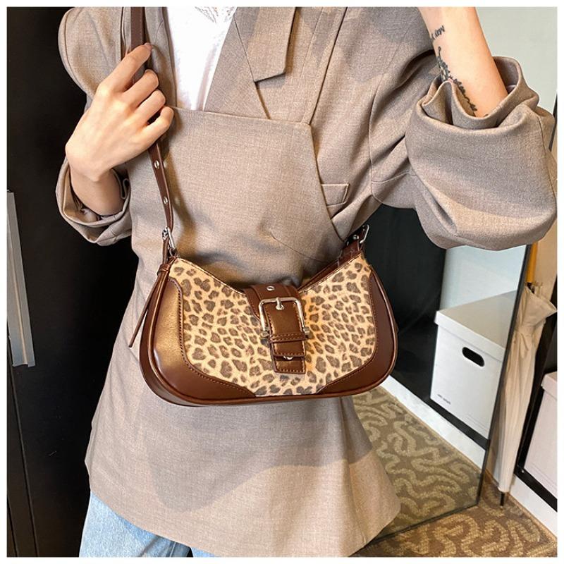 Contrast Color Leopard Print Small Women's Bag New Fashion Texture Shoulder Messenger Bag