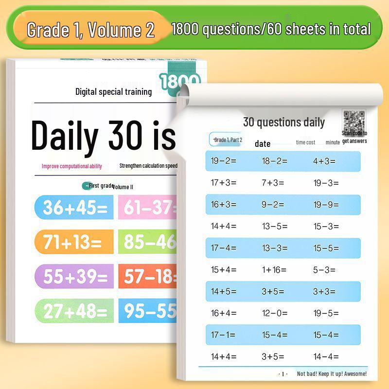 

Speed Calculation & Stress Relief: Daily Mental Math Practice for Preschool to Third Grade - 30 Problems
