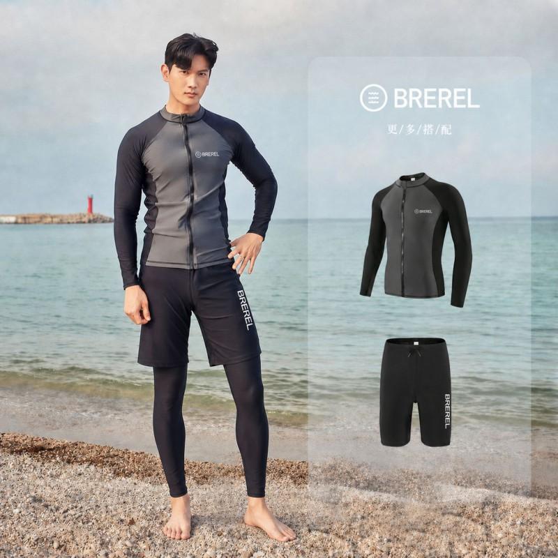 Mens Long Sleeve Rash Guard Diving Suit Quick Dry Sun Protection Wetsuit Surfing Swimming
