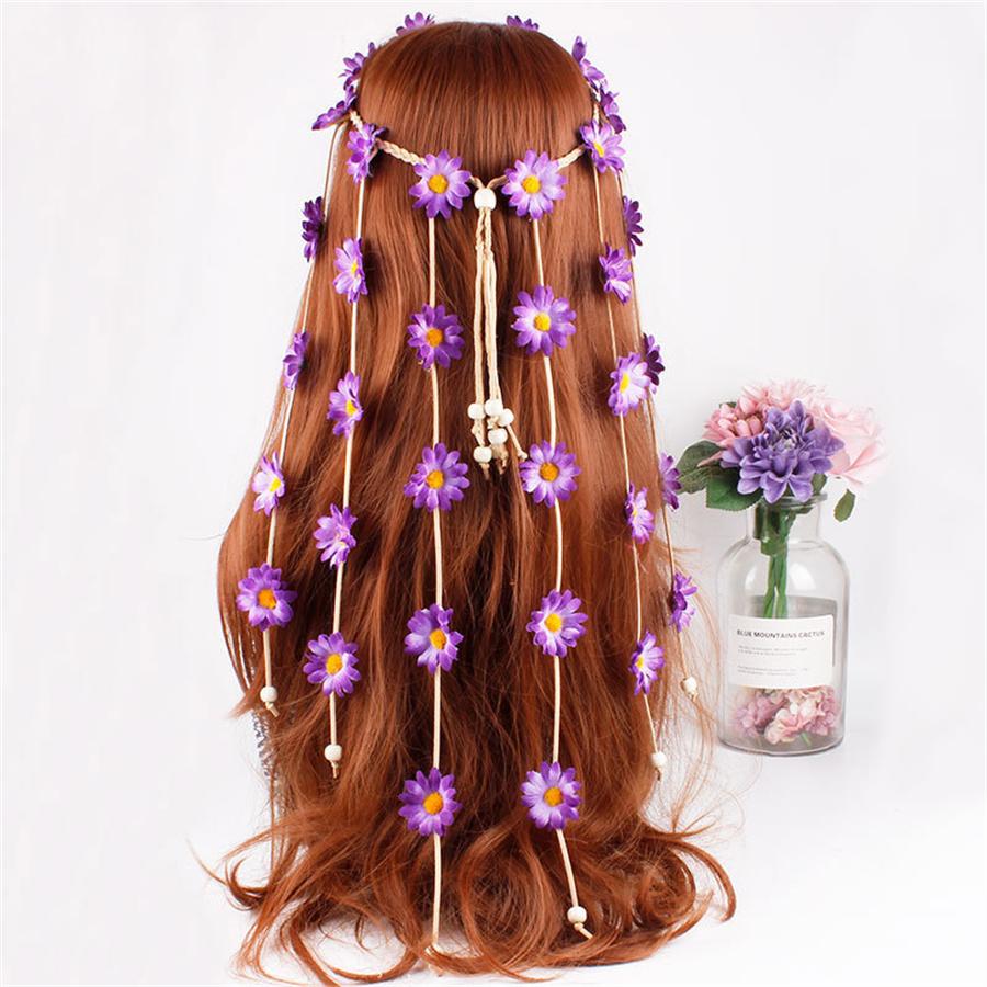 New Fashion Flower daisy Headband Floral Crown Summer Sunflower Hair Accessories For Women Bohemian adjustable headband gift