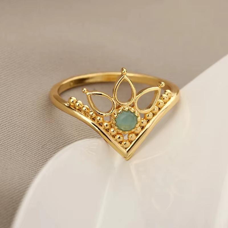 Glowstone Anillos Moon Sun Rings Elegant Women Vintage Gold Color Stainless Steel Mini Sunflower Ring Jewelry Christmas Gifts
