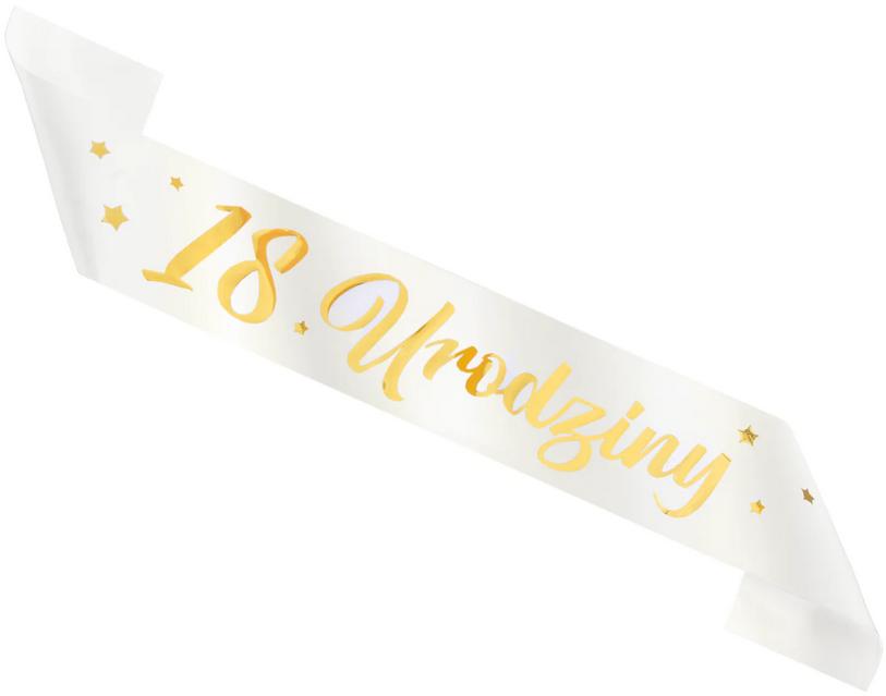 18th Birthday Sash Eighteen White Gold 160cm