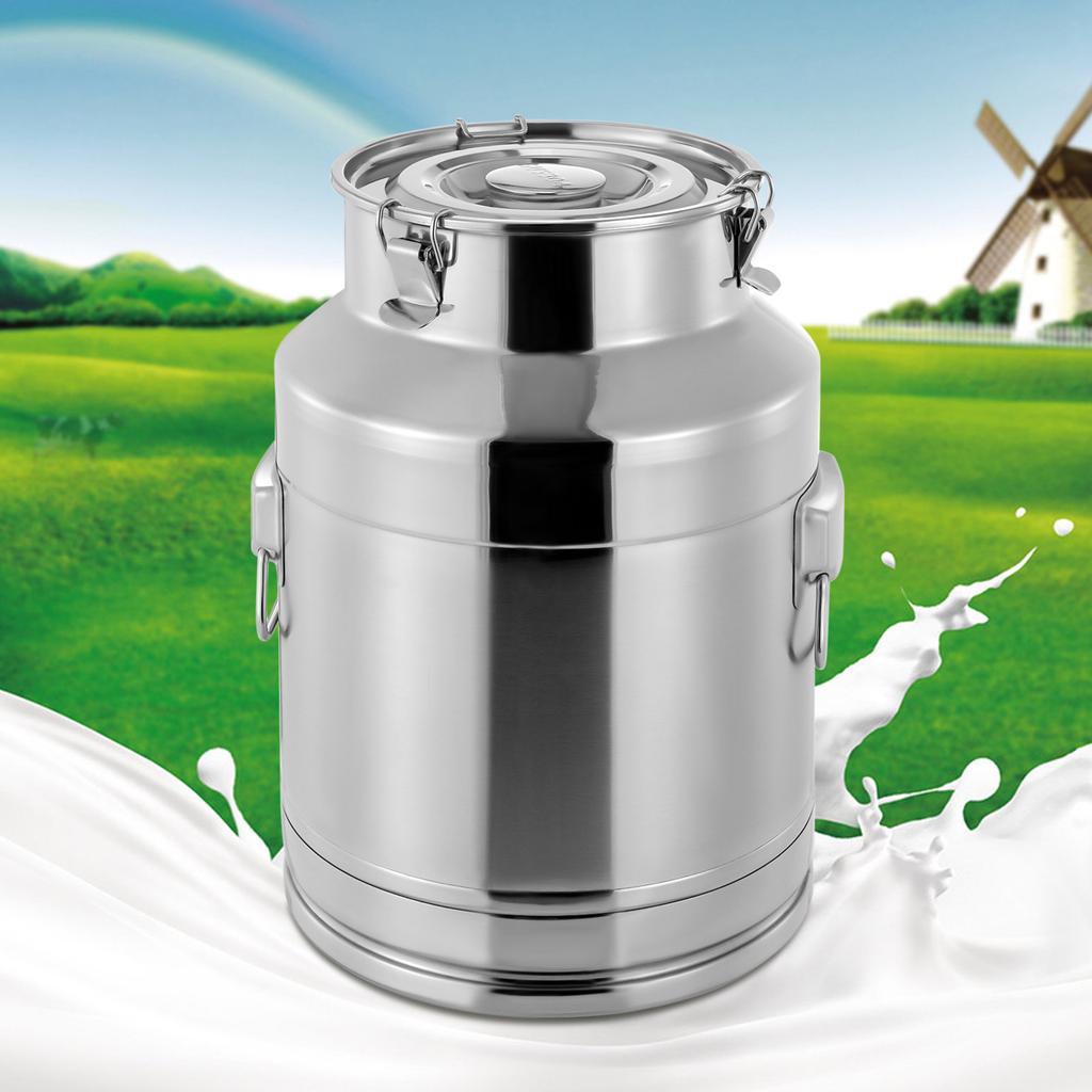304 Stainless Steel Milk Can, 28 Liter Large Capacity Sealed Lid, Multipurpose Liquid Storage Container for Dairy, Wine, Brewing