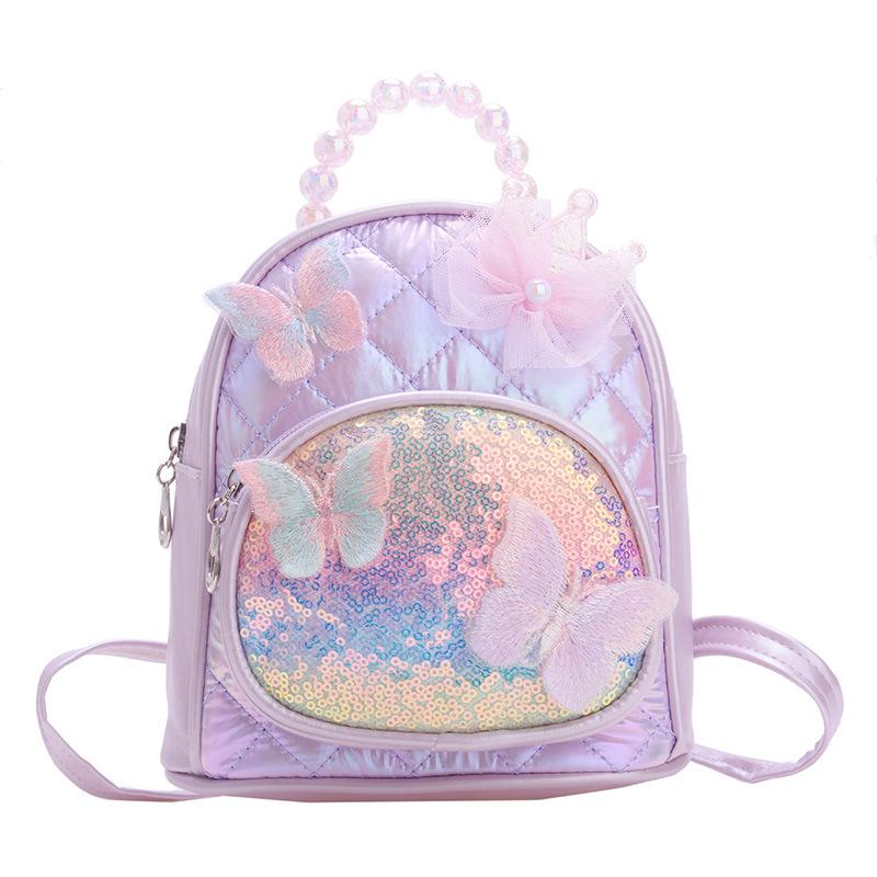 Schoolbag Children's Sequined Backpack Ins Wind Flower Accessories Bag Fashion Princess Pearl Handbag Kindergarten Small School Bag