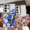 Colorful Flowers Print Case For Samsung S26 S25 Ultra S24 FE S23 Plus S22 S21 A15 A16 A17 A35 A36 A37 A54 A55 A56 A57 5G Plating Lens Soft Cover