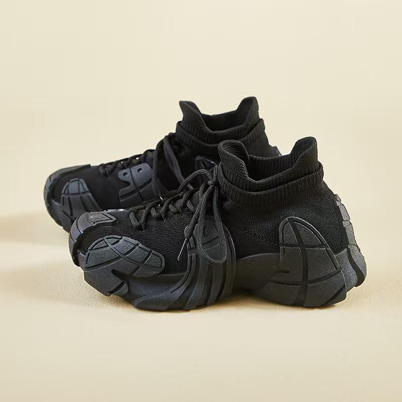 Ins Korean Version of Flying Woven Shoes 2025 Spring and Summer New Student Sports Shoes Fitness Running Height Increase Casual Dad Shoes